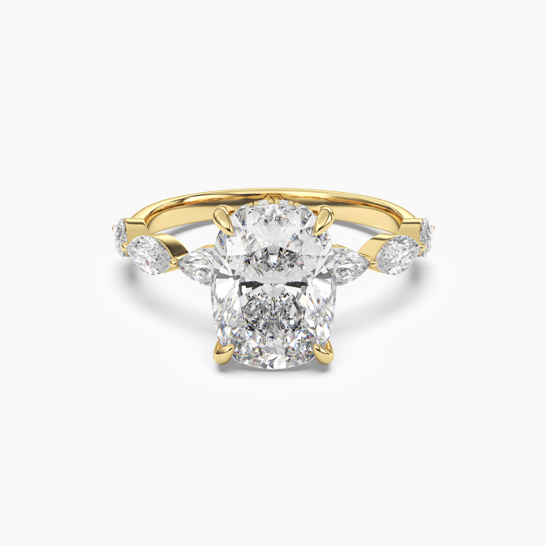 Rosemist Cushion Hidden Halo 2 Carat Lab Grown Diamond Engagement Ring in 18K Rose Gold