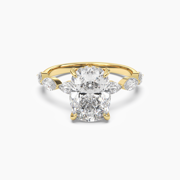 Rosemist Cushion Hidden Halo 1.5 Carat Lab Grown Diamond Engagement Ring in 18K Yellow Gold