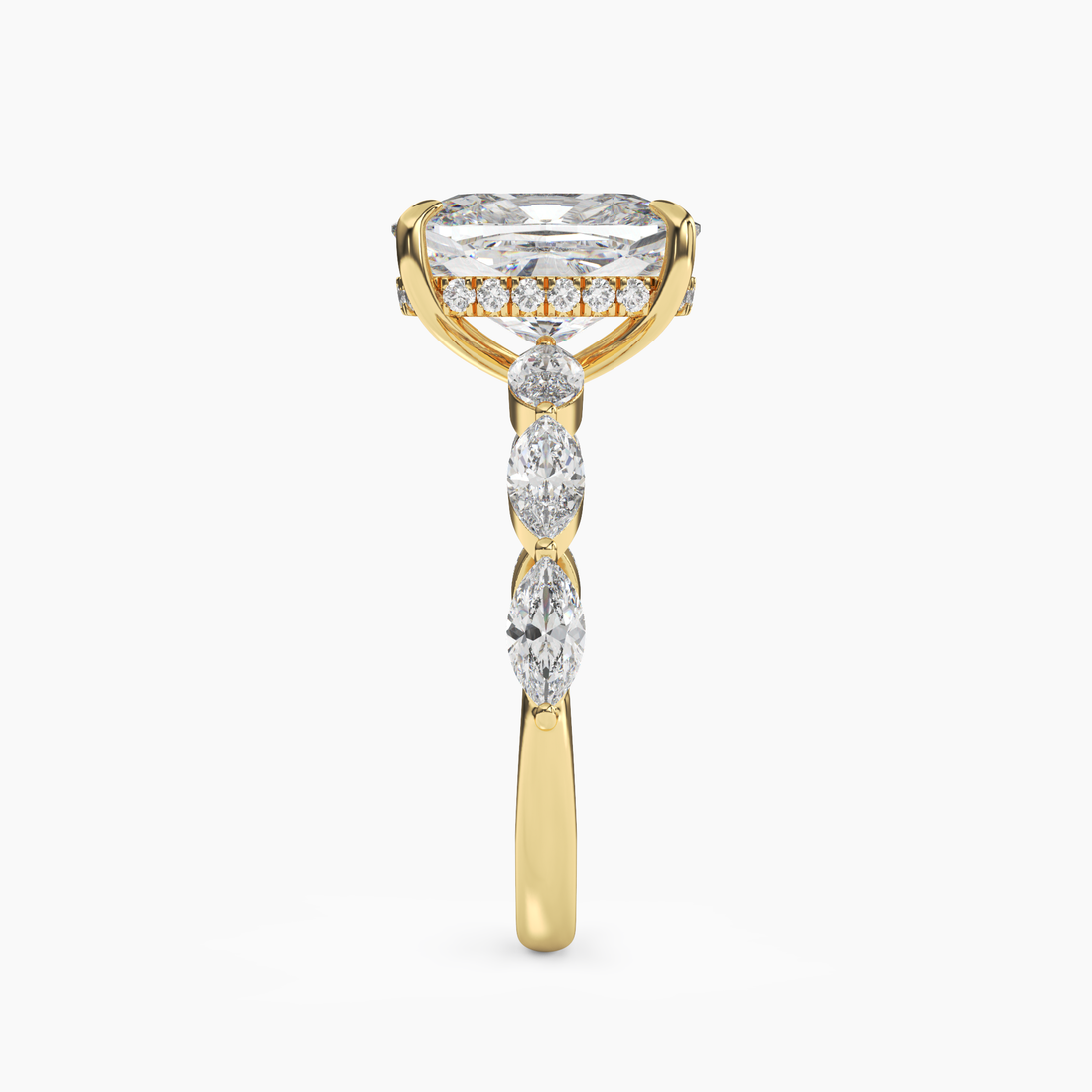 Rosemist Cushion Hidden Halo 2 Carat Lab Grown Diamond Engagement Ring in 14K Rose Gold