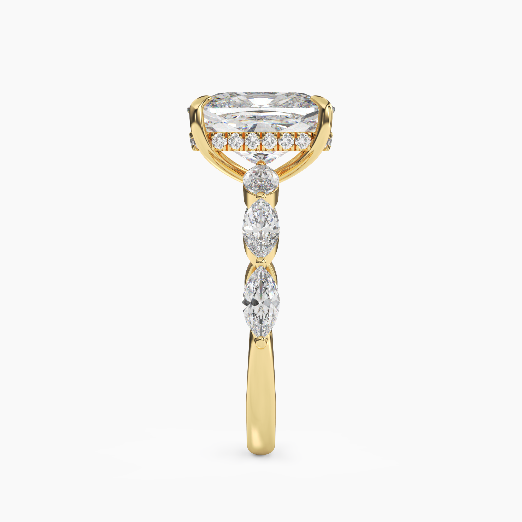 Rosemist Cushion Hidden Halo 2 Carat Lab Grown Diamond Engagement Ring in 18K Rose Gold