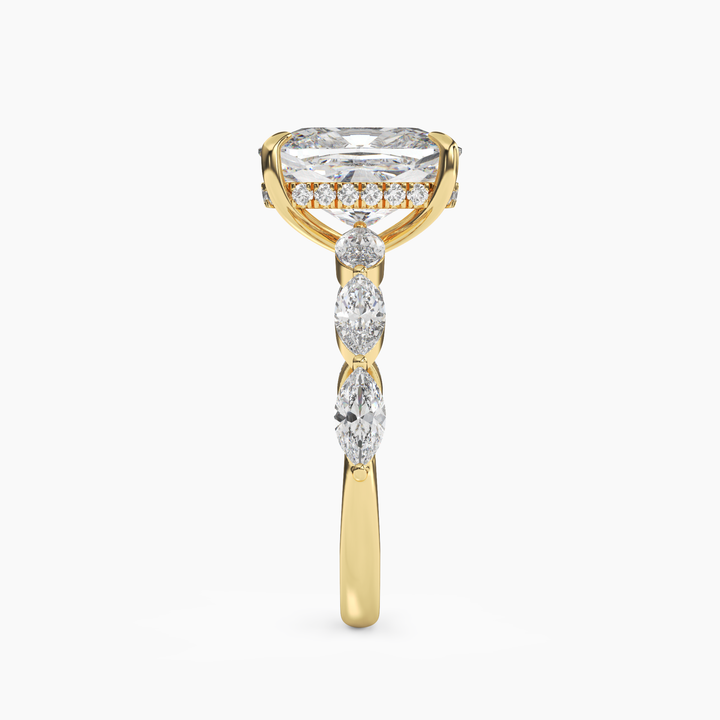 Rosemist Cushion Hidden Halo 2 Carat Lab Grown Diamond Engagement Ring in 18K Rose Gold