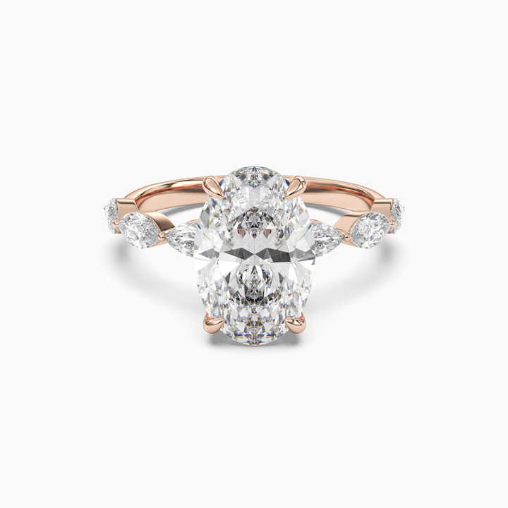 Rosemist Oval Hidden Halo 2.5 Carat Lab Grown Diamond Engagement Ring in 14K Rose Gold