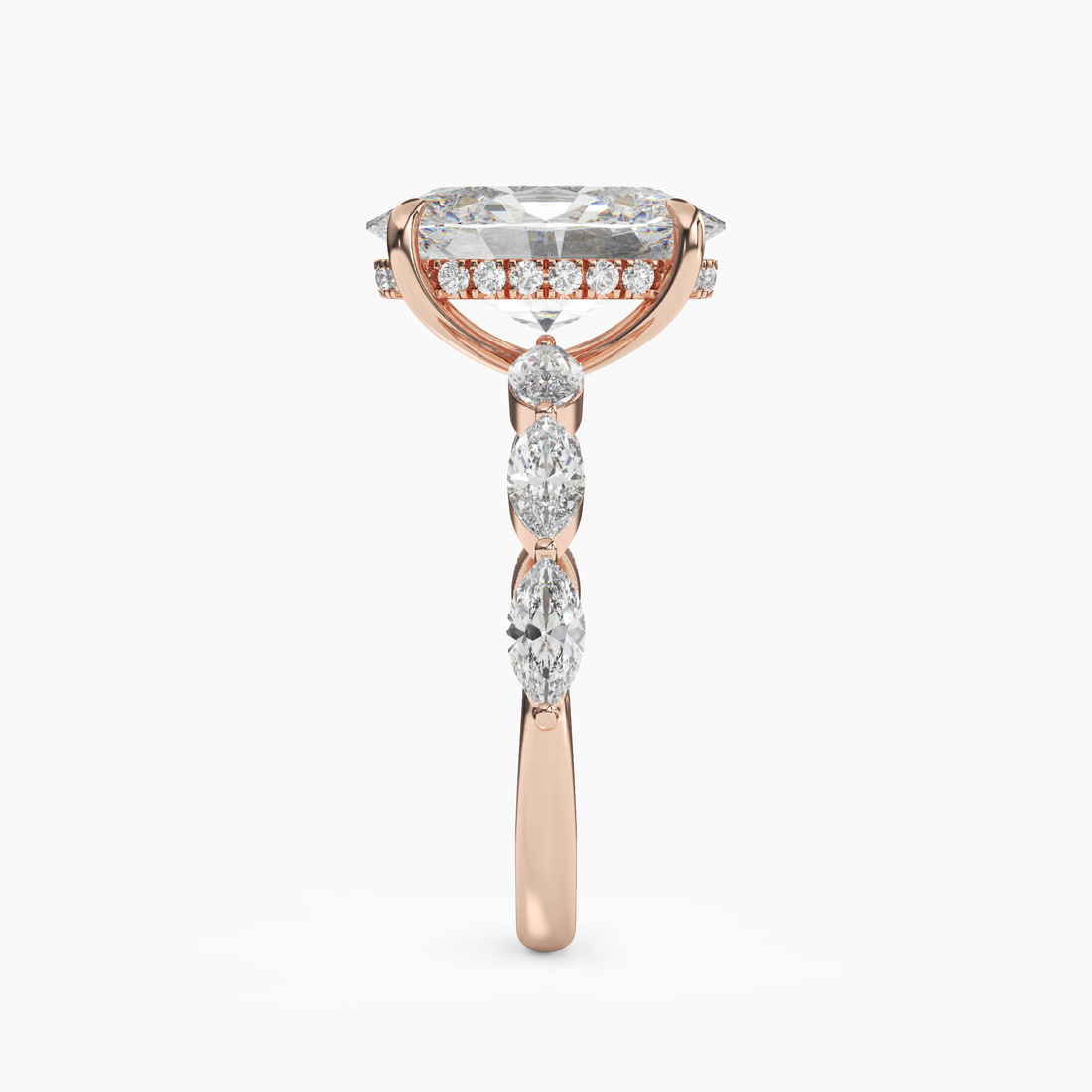 Rosemist Oval Hidden Halo 1.5 Carat Lab Grown Diamond Engagement Ring in 18K Rose Gold