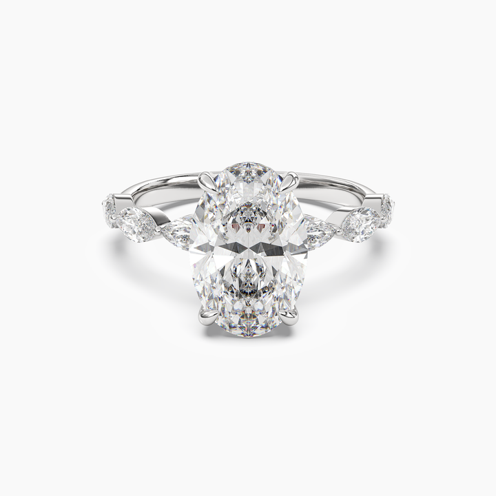 Rosemist Oval Hidden Halo 1.5 Carat Lab Grown Diamond Engagement Ring in 14K White Gold