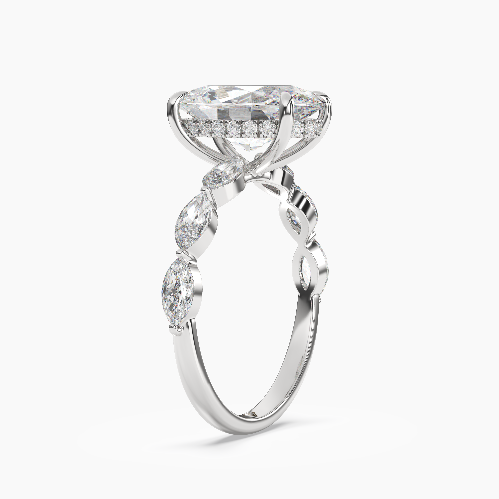 Rosemist Oval Hidden Halo 1 Carat Lab Grown Diamond Engagement Ring in 14K Yellow Gold