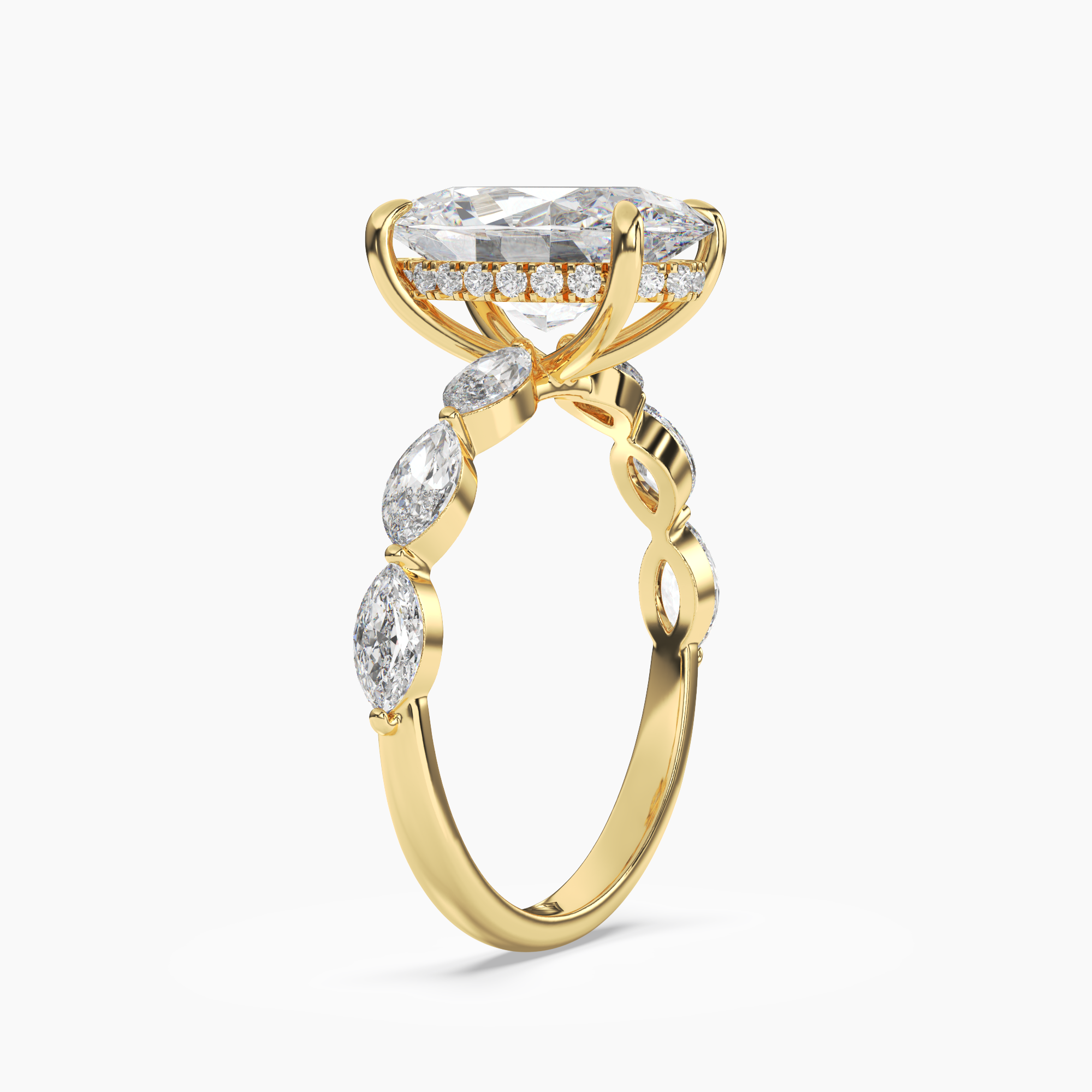 Rosemist Oval Hidden Halo 2.5 Carat Lab Grown Diamond Engagement Ring in 14K White Gold