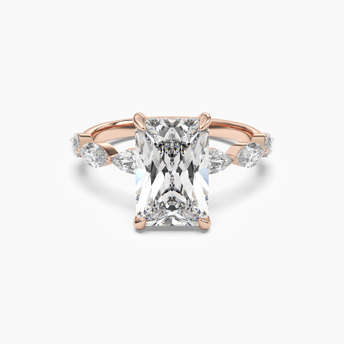Rosemist Radiant Hidden Halo 3 Carat Lab Grown Diamond Engagement Ring in 14K Yellow Gold