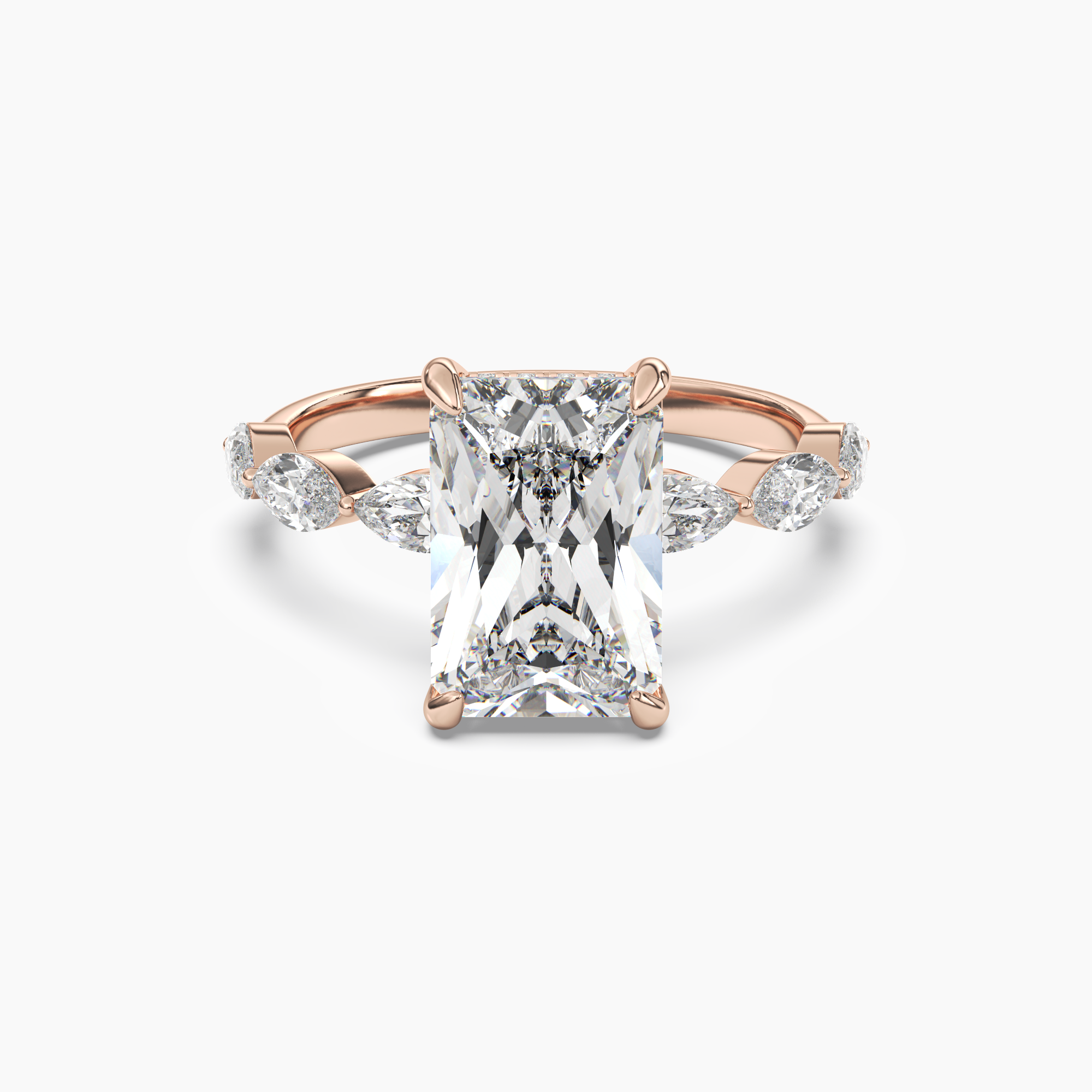 Rosemist Radiant Hidden Halo 1 Carat Lab Grown Diamond Engagement Ring in 14K White Gold