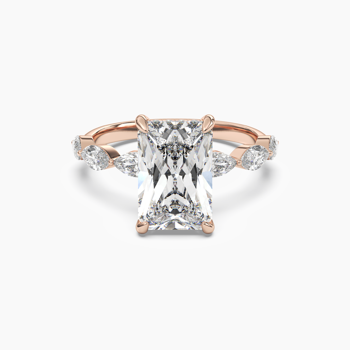 Rosemist Radiant Hidden Halo 2.5 Carat Lab Grown Diamond Engagement Ring in 14K Rose Gold