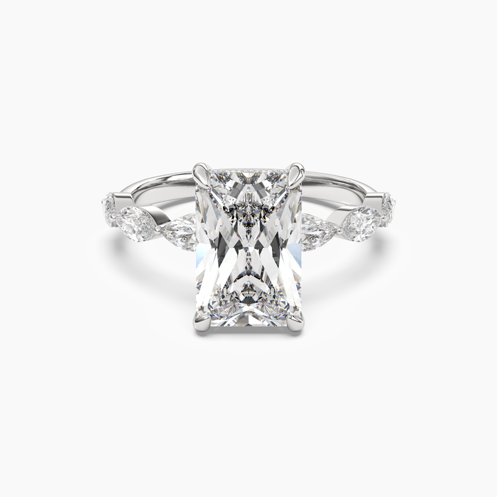 Rosemist Radiant Hidden Halo 1.5 Carat Lab Grown Diamond Engagement Ring in 18K White Gold
