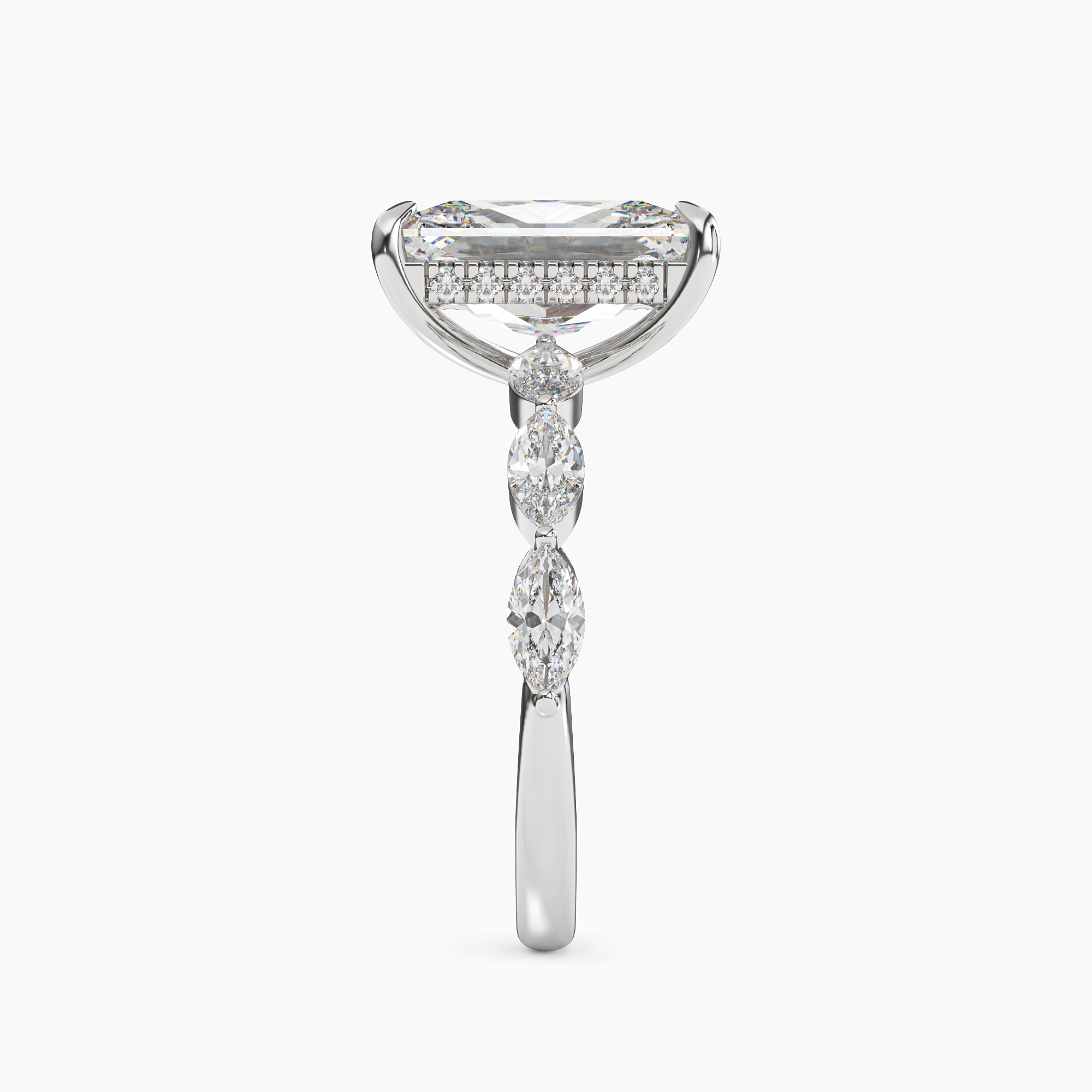 Rosemist Radiant Hidden Halo Diamond Ring Setting in 18K Yellow Gold