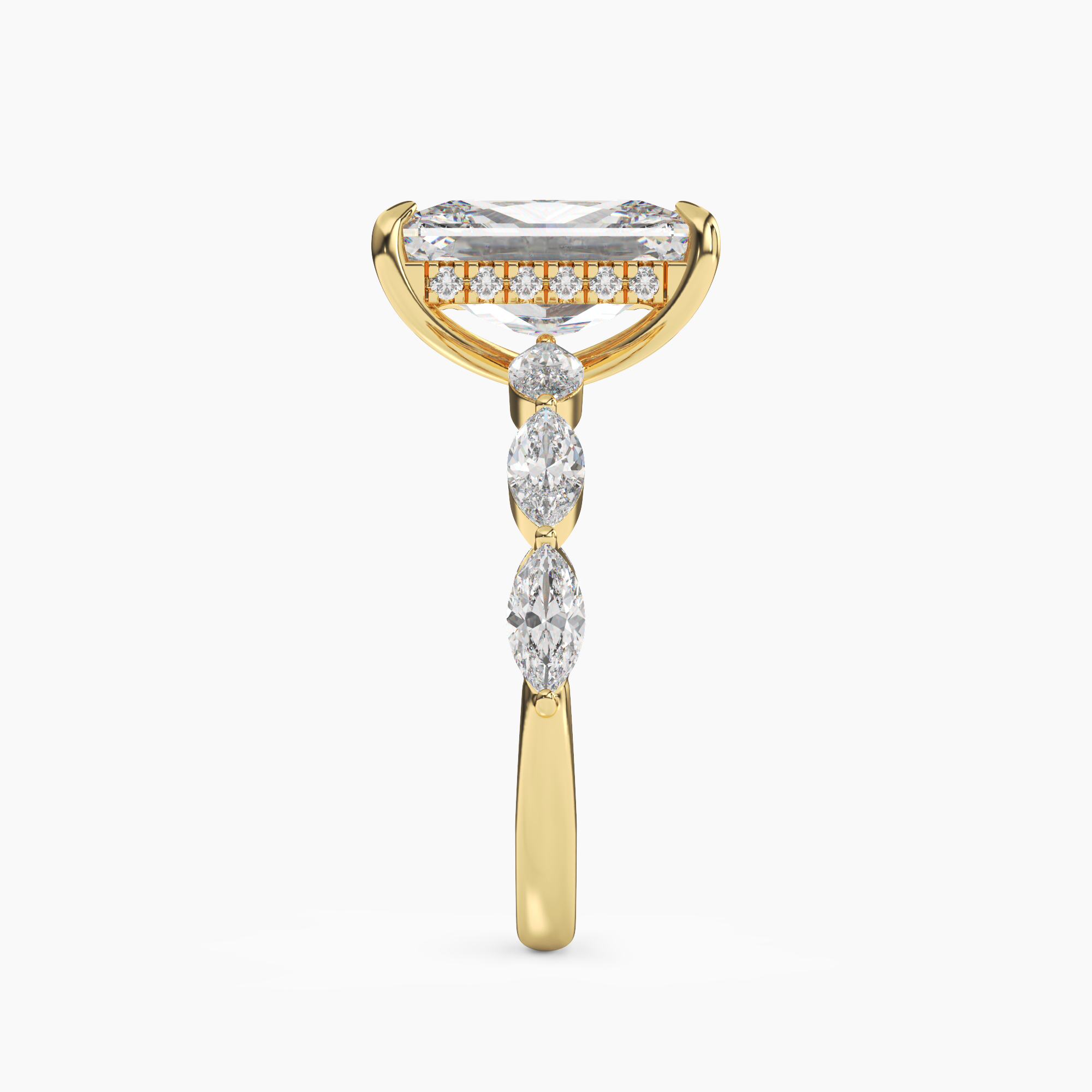 Rosemist Radiant Hidden Halo 1 Carat Lab Grown Diamond Engagement Ring in 14K Yellow Gold