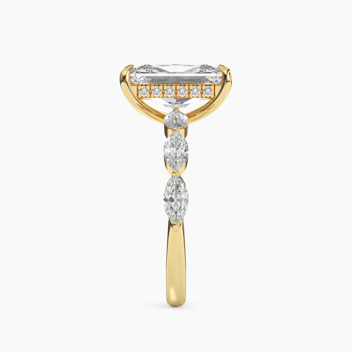 Rosemist Radiant Hidden Halo 3 Carat Lab Grown Diamond Engagement Ring in 14K Rose Gold