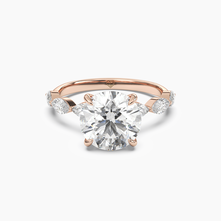Rosemist Round Hidden Halo 2 Carat Lab Grown Diamond Engagement Ring in 18K Rose Gold