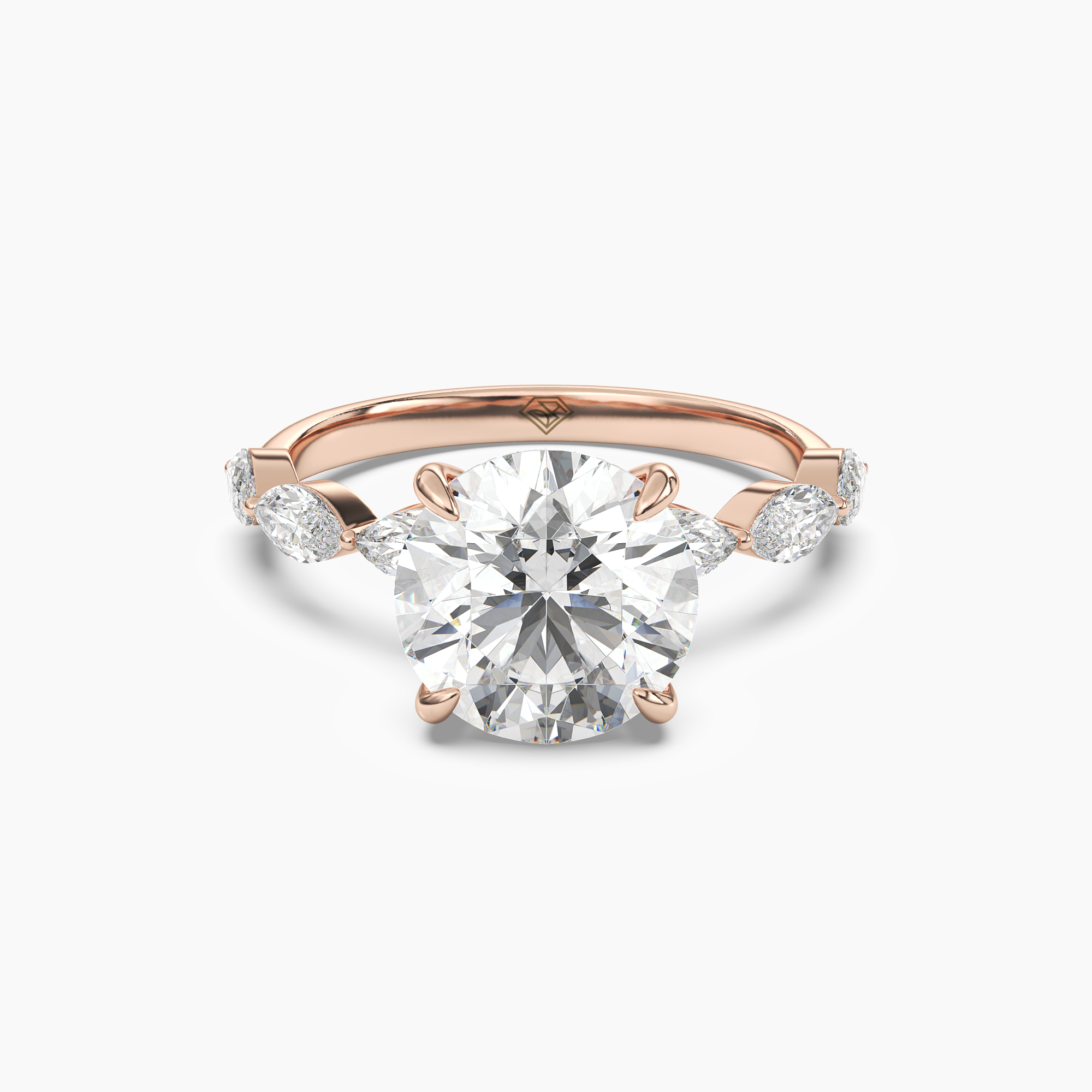 Rosemist Round Hidden Halo 3 Carat Lab Grown Diamond Engagement Ring in 14K Yellow Gold