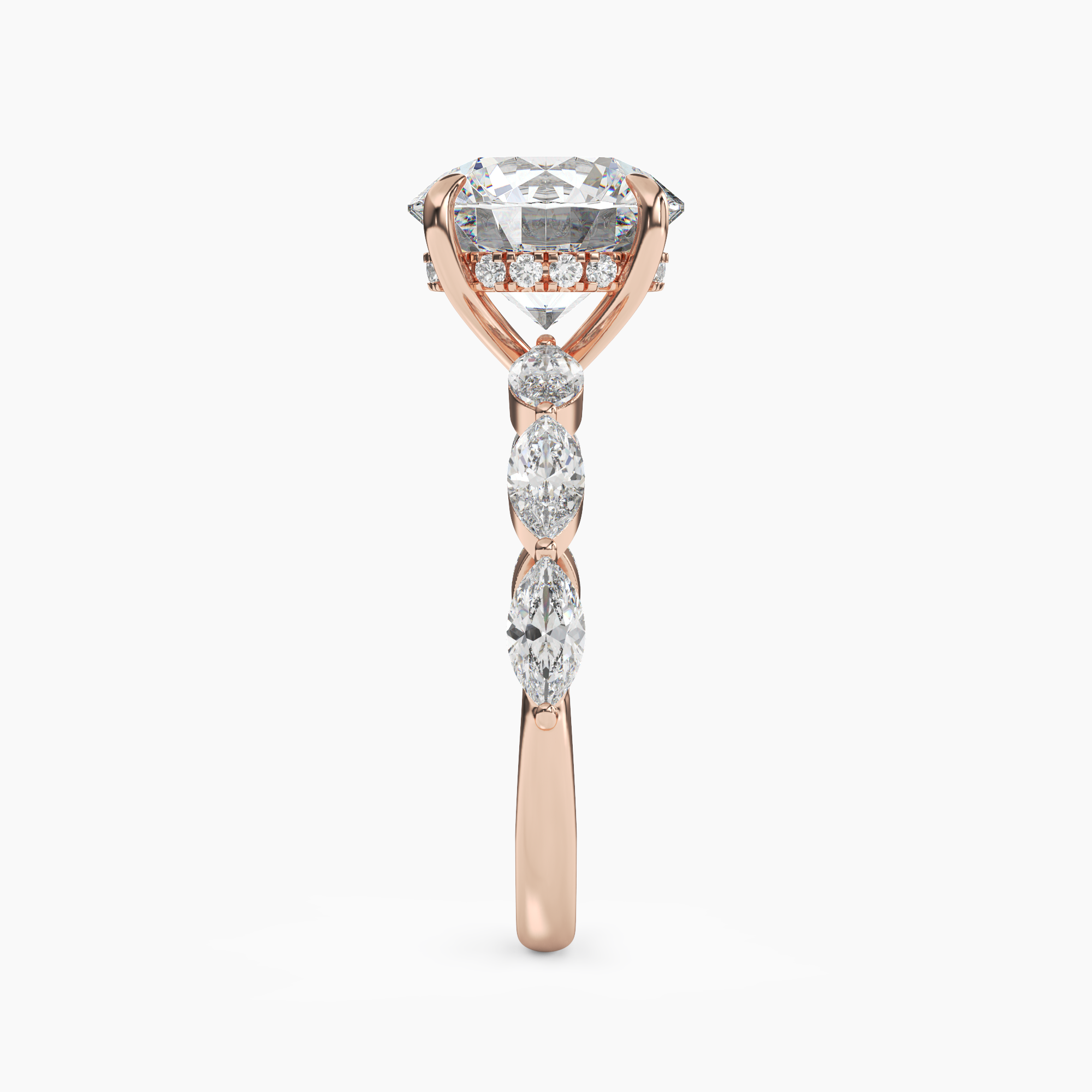 Rosemist Round Hidden Halo 2 Carat Lab Grown Diamond Engagement Ring in 14K White Gold