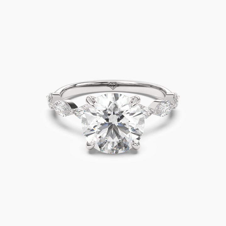Rosemist Round Hidden Halo 2.5 Carat Lab Grown Diamond Engagement Ring in 18K White Gold