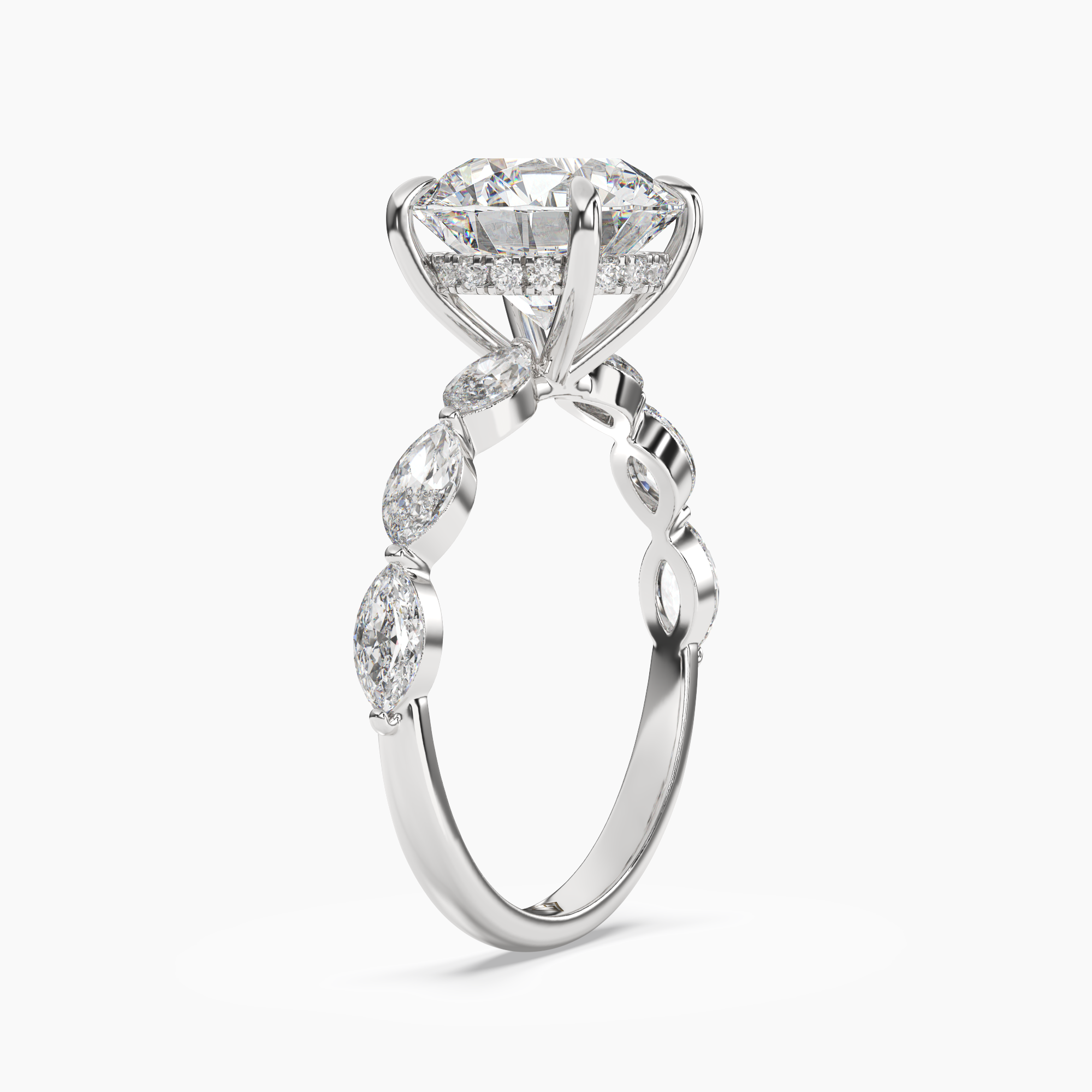 Rosemist Round Hidden Halo 1 Carat Lab Grown Diamond Engagement Ring in 14K Rose Gold