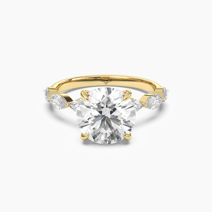 Rosemist Round Hidden Halo 2 Carat Lab Grown Diamond Engagement Ring in 18K Yellow Gold