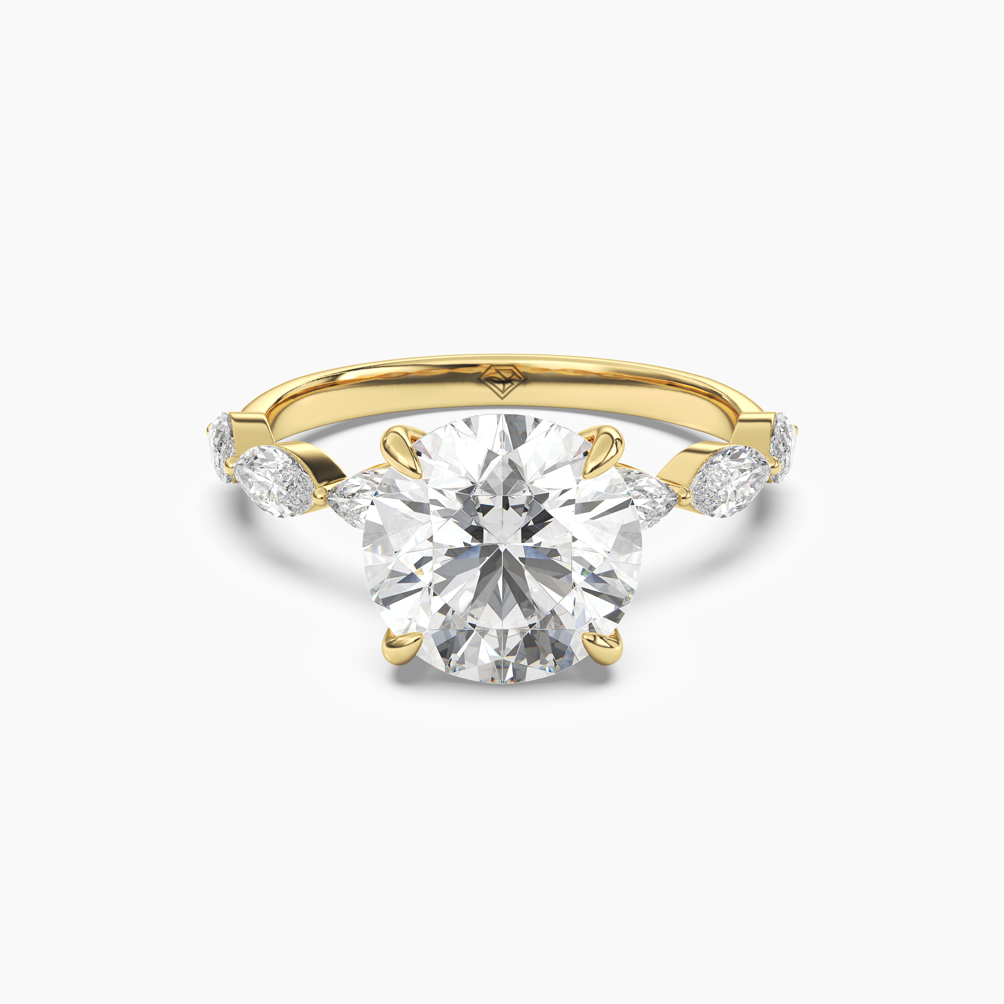 Rosemist Round Hidden Halo 3 Carat Lab Grown Diamond Engagement Ring in 18K Yellow Gold