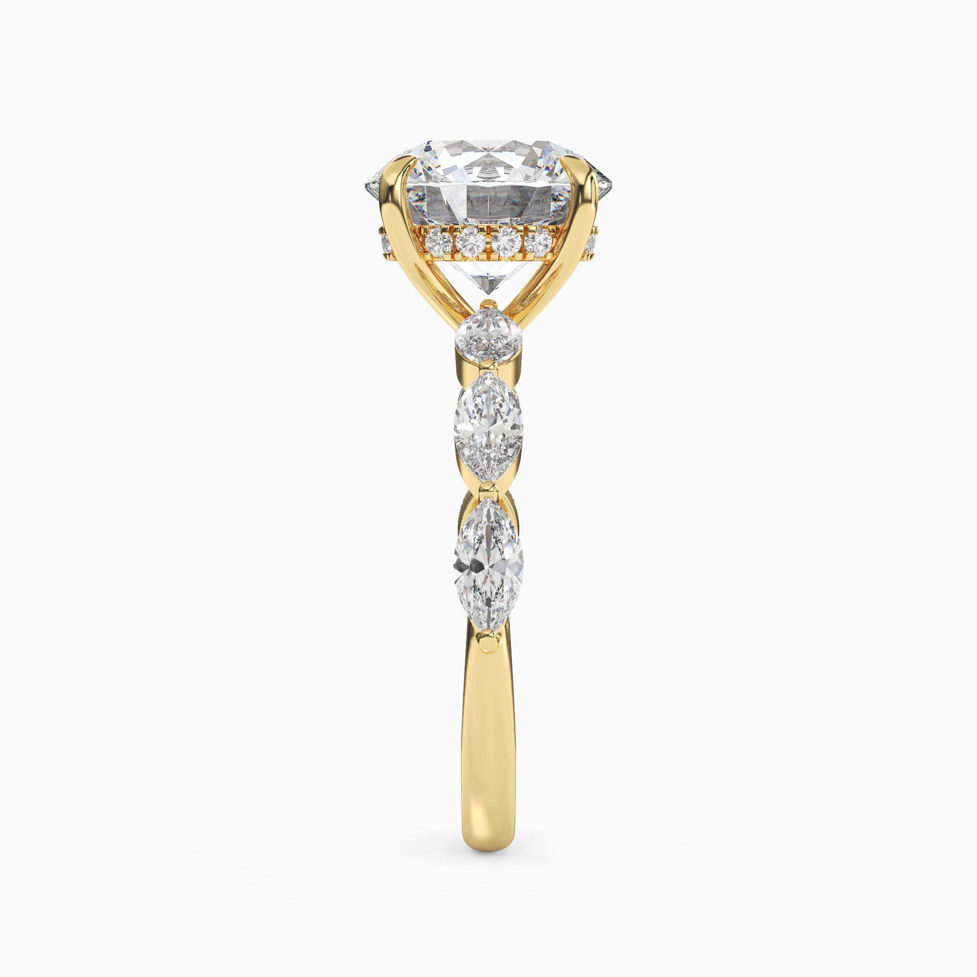 Rosemist Round Hidden Halo 1 Carat Lab Grown Diamond Engagement Ring in 14K Rose Gold
