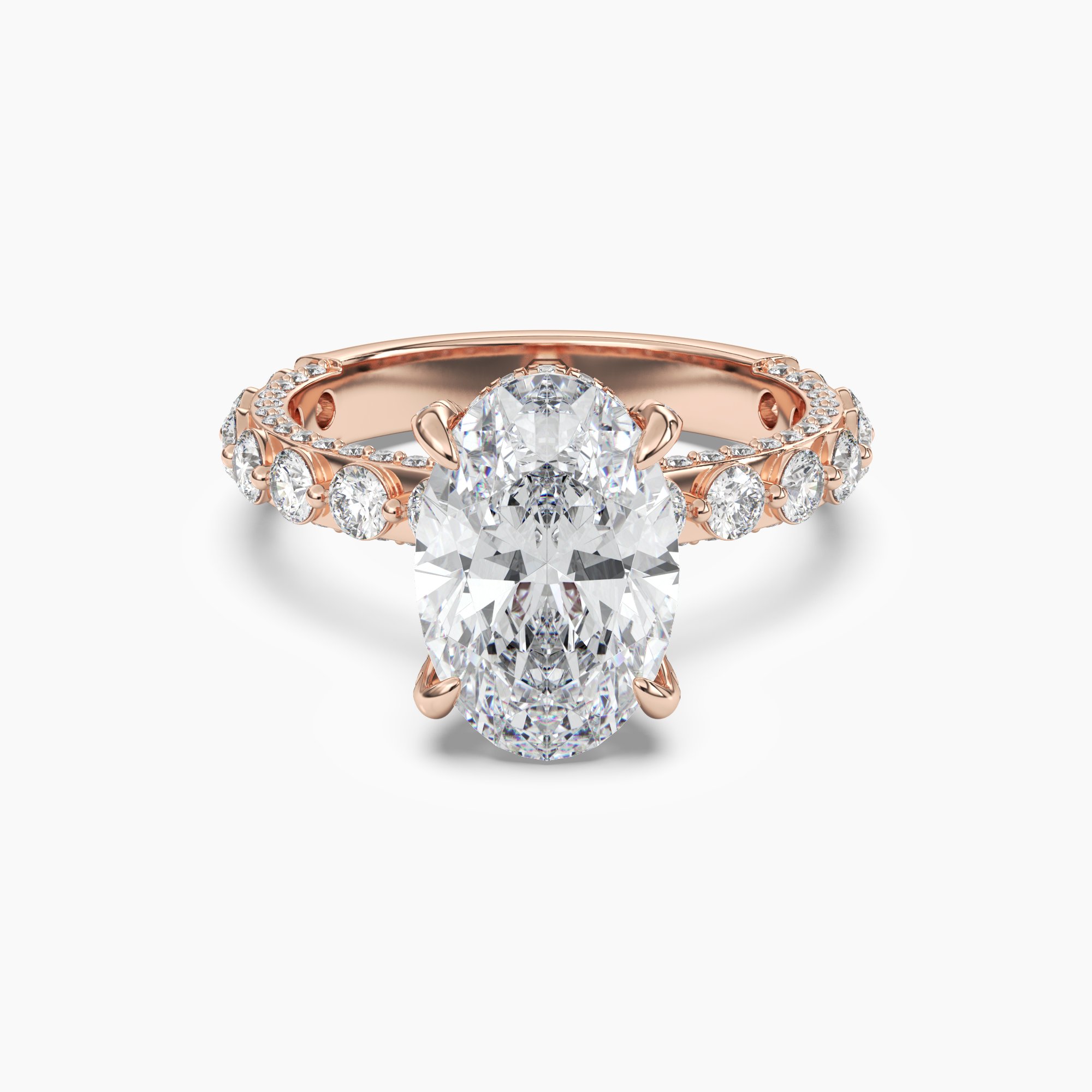 Crown Oval Hidden Halo 1.5 Carat Lab Grown Diamond Engagement Ring in 18K White Gold
