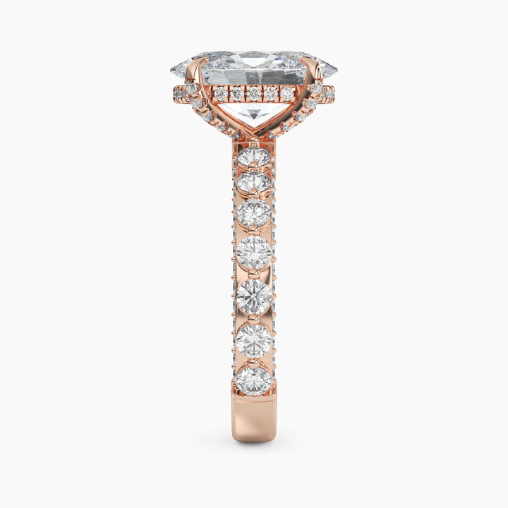 Crown Oval Hidden Halo 2 Carat Lab Grown Diamond Engagement Ring in 18K White Gold