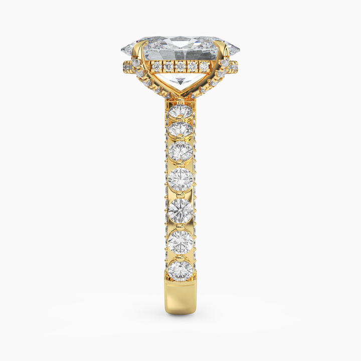 Crown Oval Hidden Halo 2 Carat Lab Grown Diamond Engagement Ring in 14K Rose Gold