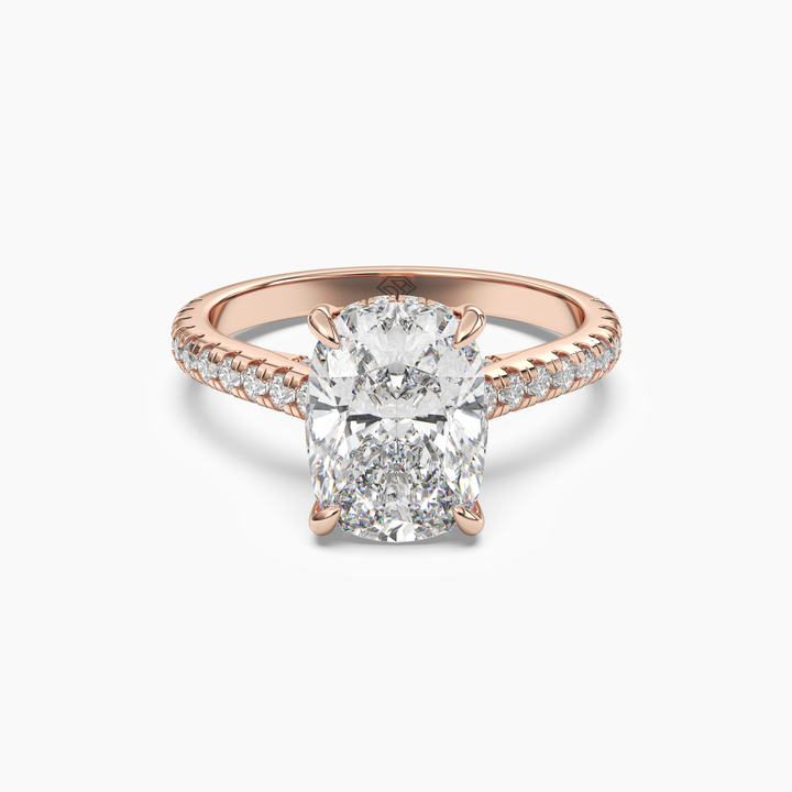 Lunaris Cushion Hidden Halo 2 Carat Lab Grown Diamond Engagement Ring in 14K Rose Gold