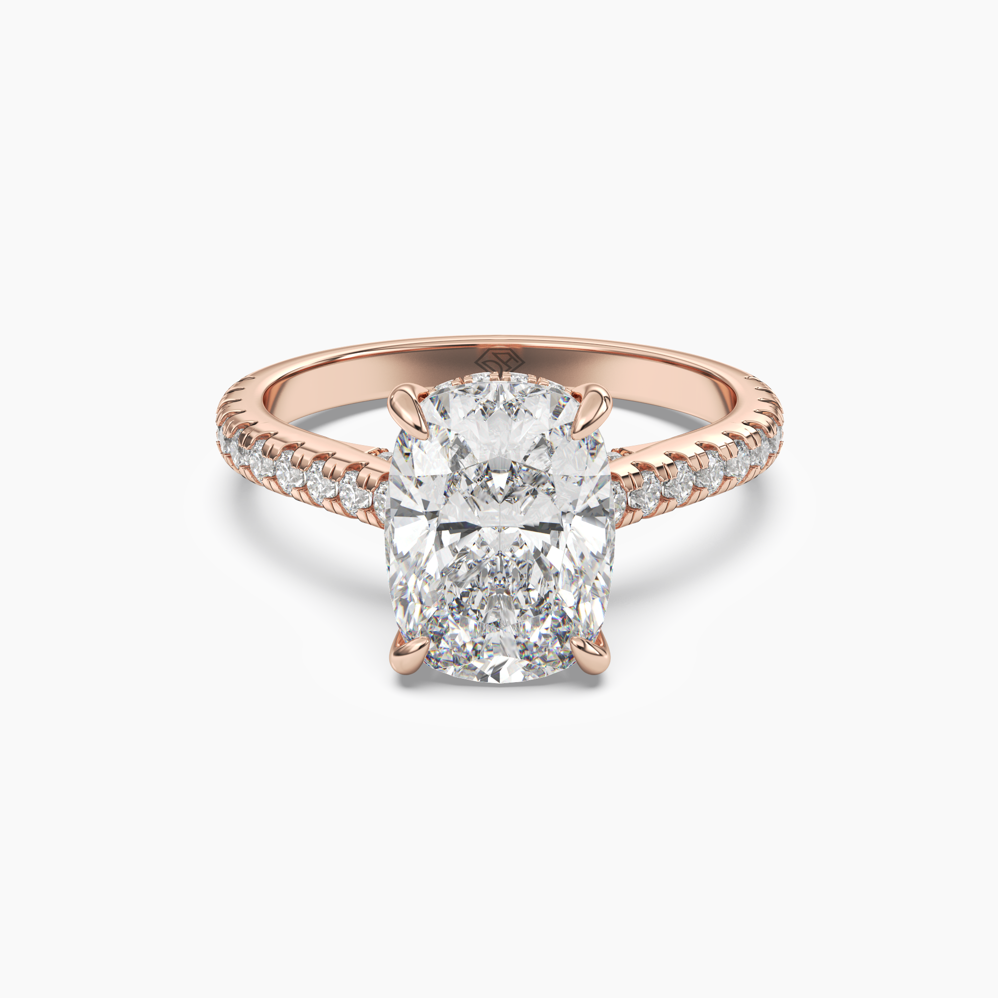 Lunaris Cushion Hidden Halo 1 Carat Lab Grown Diamond Engagement Ring in 14K White Gold