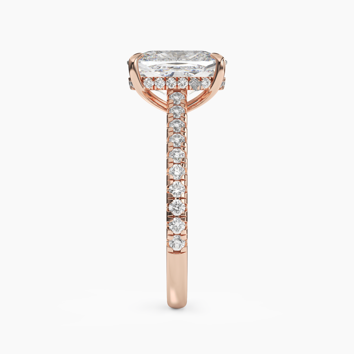 Lunaris Cushion Hidden Halo 3 Carat Lab Grown Diamond Engagement Ring in 18K White Gold