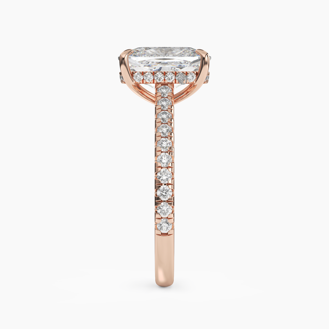 Lunaris Cushion Hidden Halo 1 Carat Lab Grown Diamond Engagement Ring in 14K White Gold