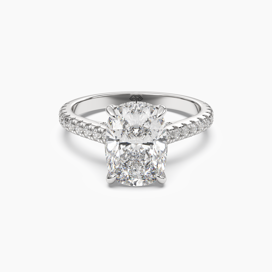 Lunaris Cushion Hidden Halo 1.5 Carat Lab Grown Diamond Engagement Ring in 18K Rose Gold