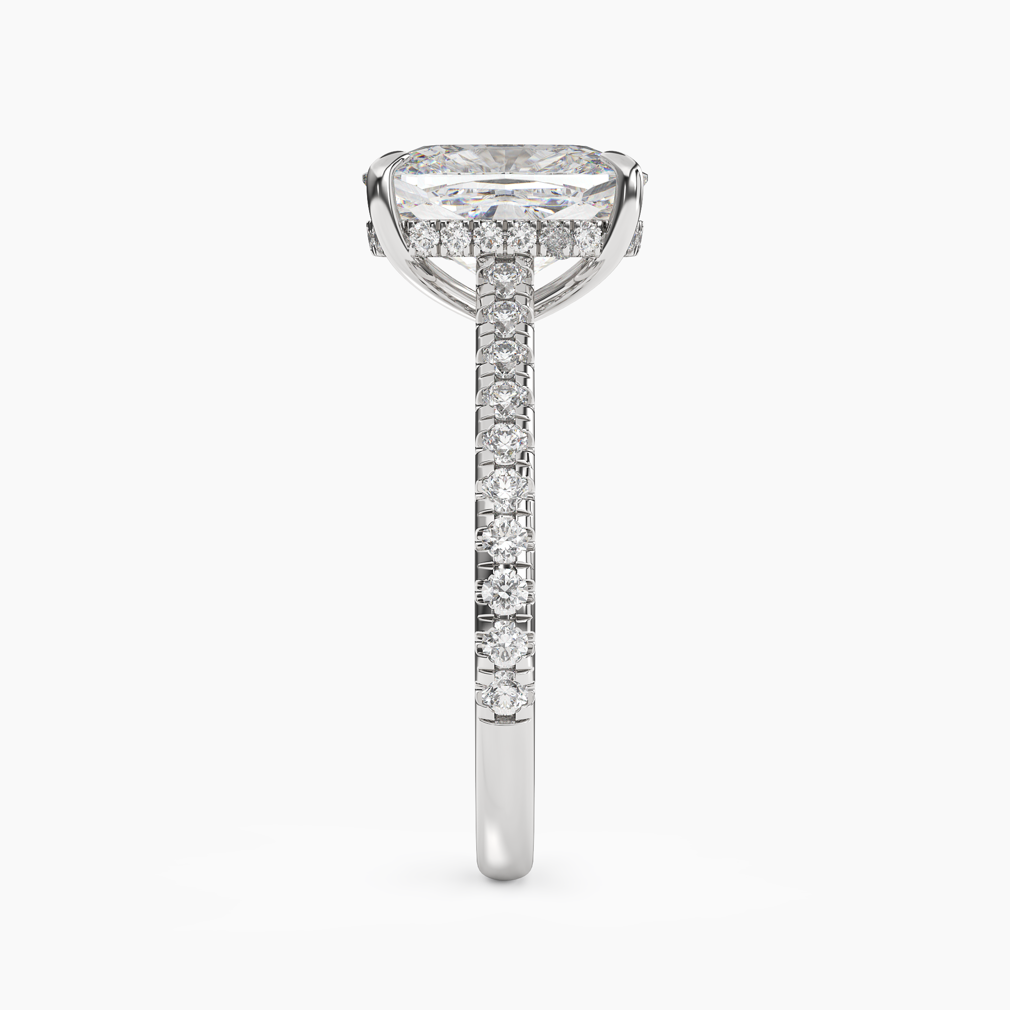 Lunaris Cushion Hidden Halo 2 Carat Lab Grown Diamond Engagement Ring in 18K White Gold