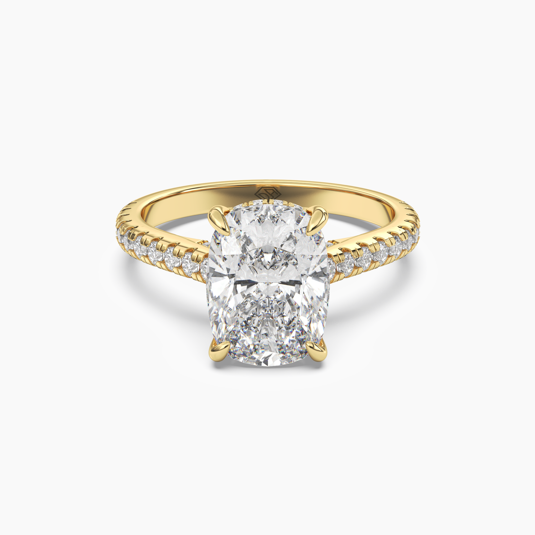 Lunaris Cushion Hidden Halo 2 Carat Lab Grown Diamond Engagement Ring in 14K White Gold