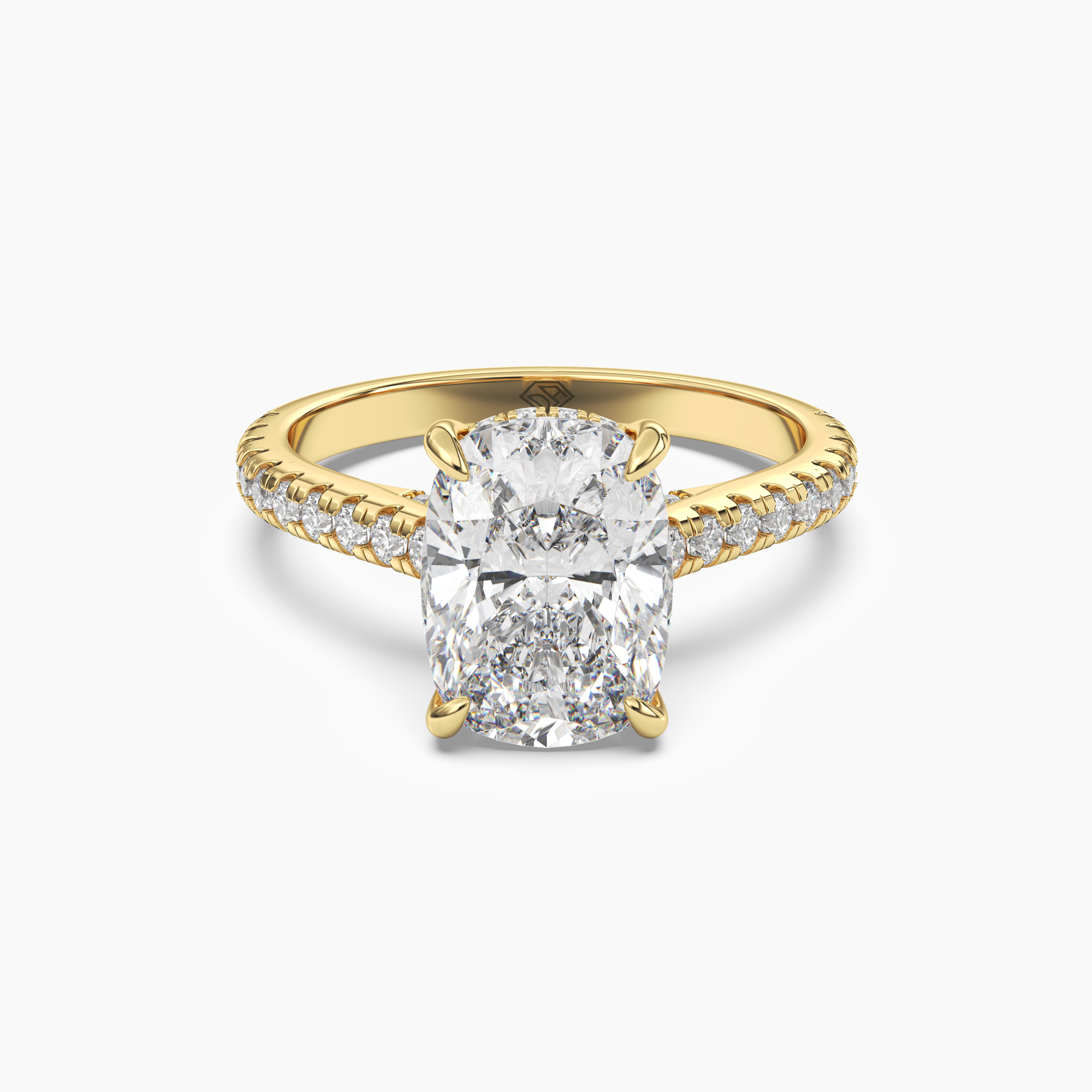 Lunaris Cushion Hidden Halo 2.5 Carat Lab Grown Diamond Engagement Ring in 18K White Gold