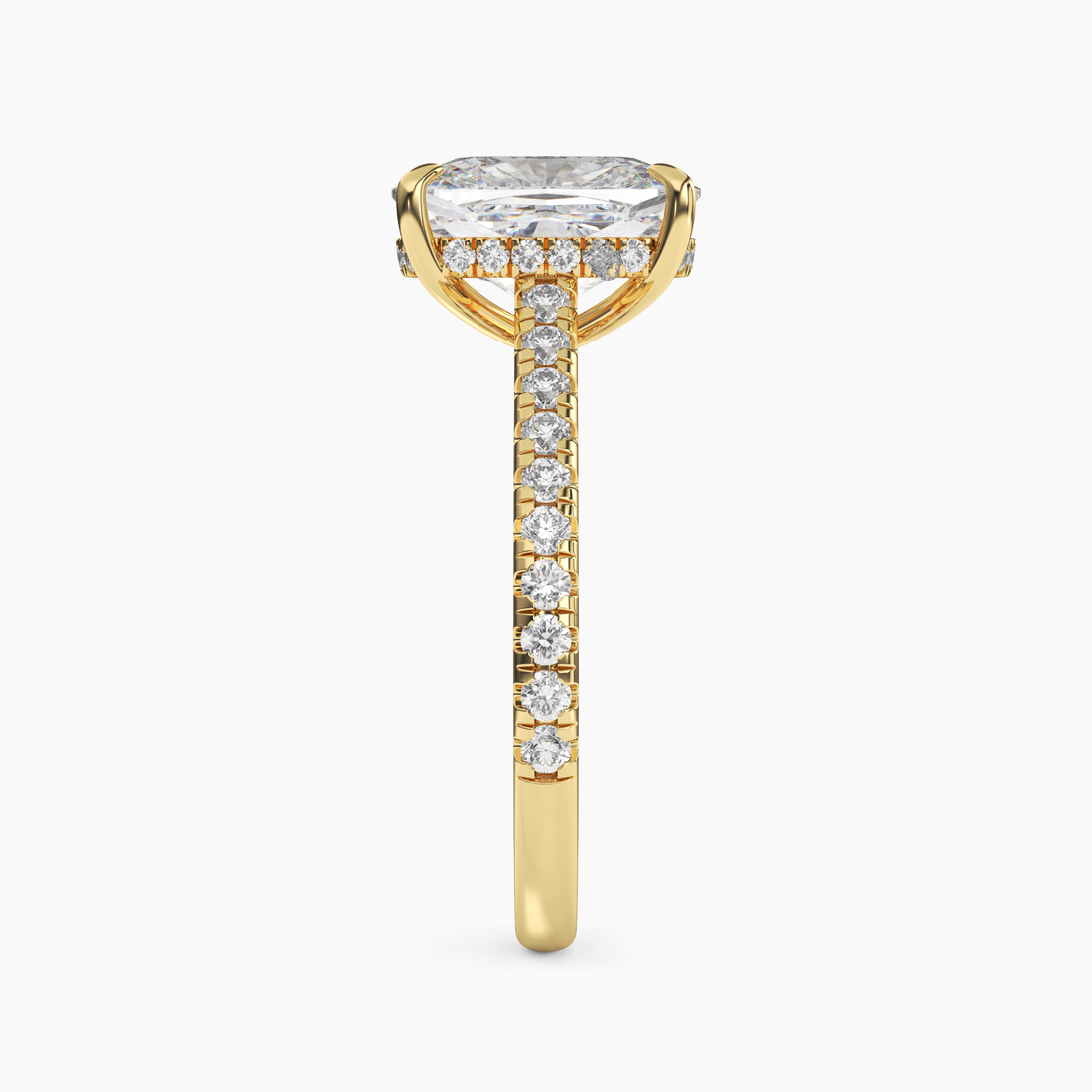 Lunaris Cushion Hidden Halo 2.5 Carat Lab Grown Diamond Engagement Ring in 18K Yellow Gold