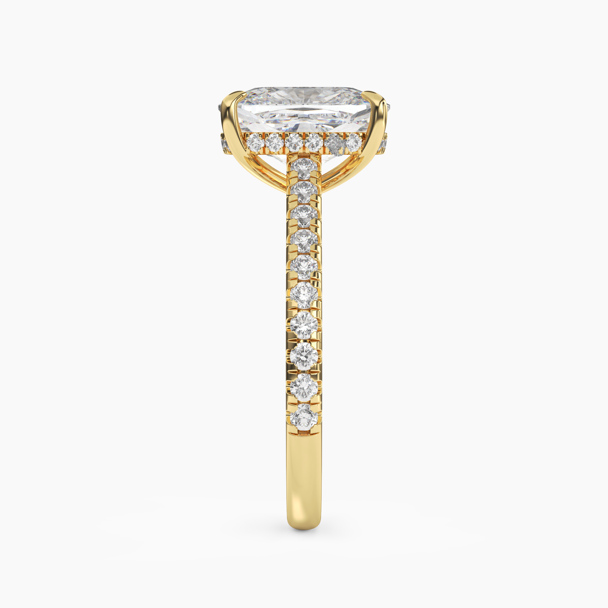 Lunaris Cushion Hidden Halo 1 Carat Lab Grown Diamond Engagement Ring in 18K Yellow Gold
