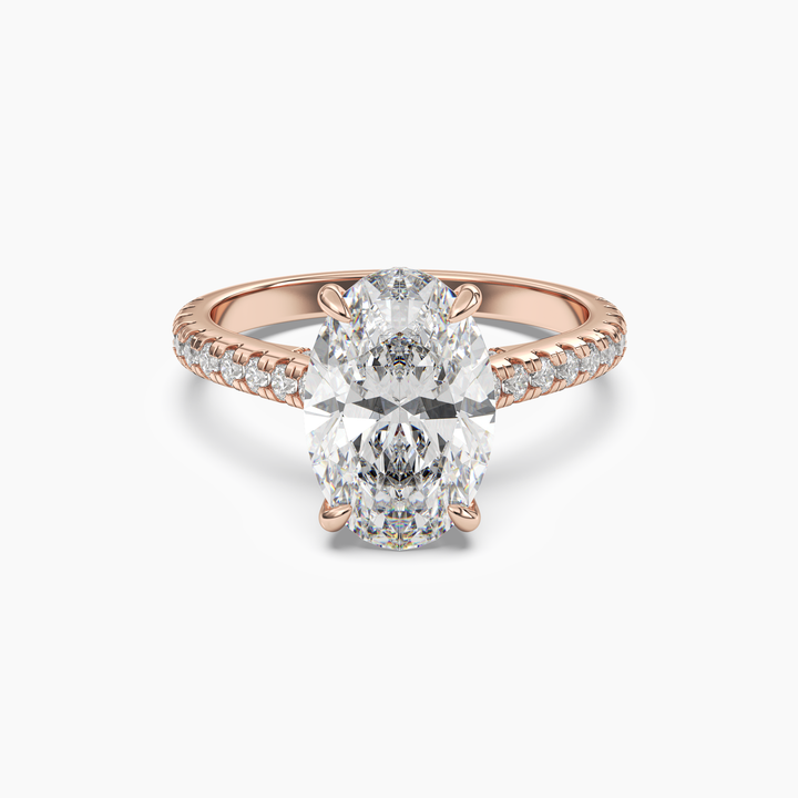 Lunaris Oval Hidden Halo 1 Carat Lab Grown Diamond Engagement Ring in 18K Rose Gold