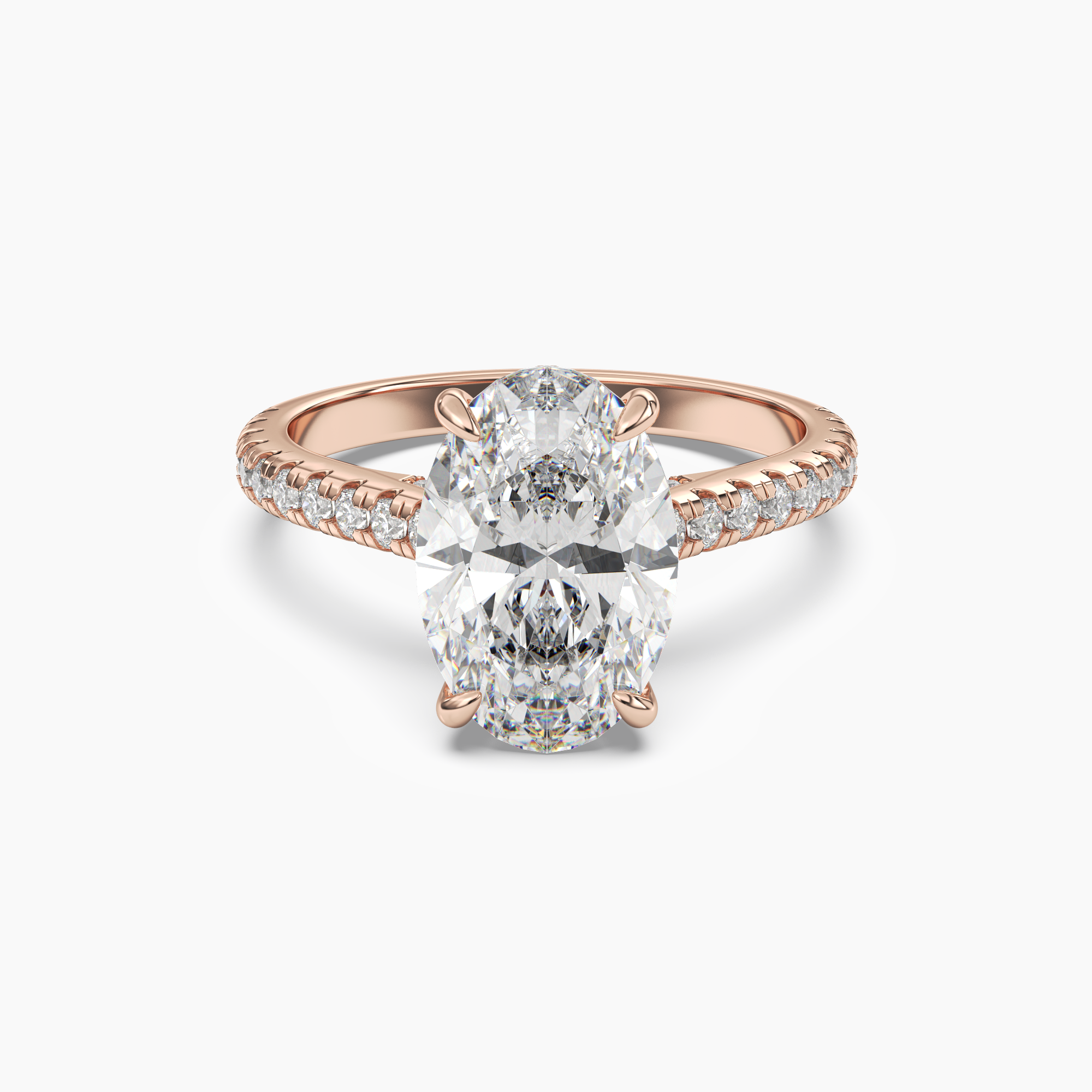Lunaris Oval Hidden Halo Diamond Ring Setting in 18K Rose Gold
