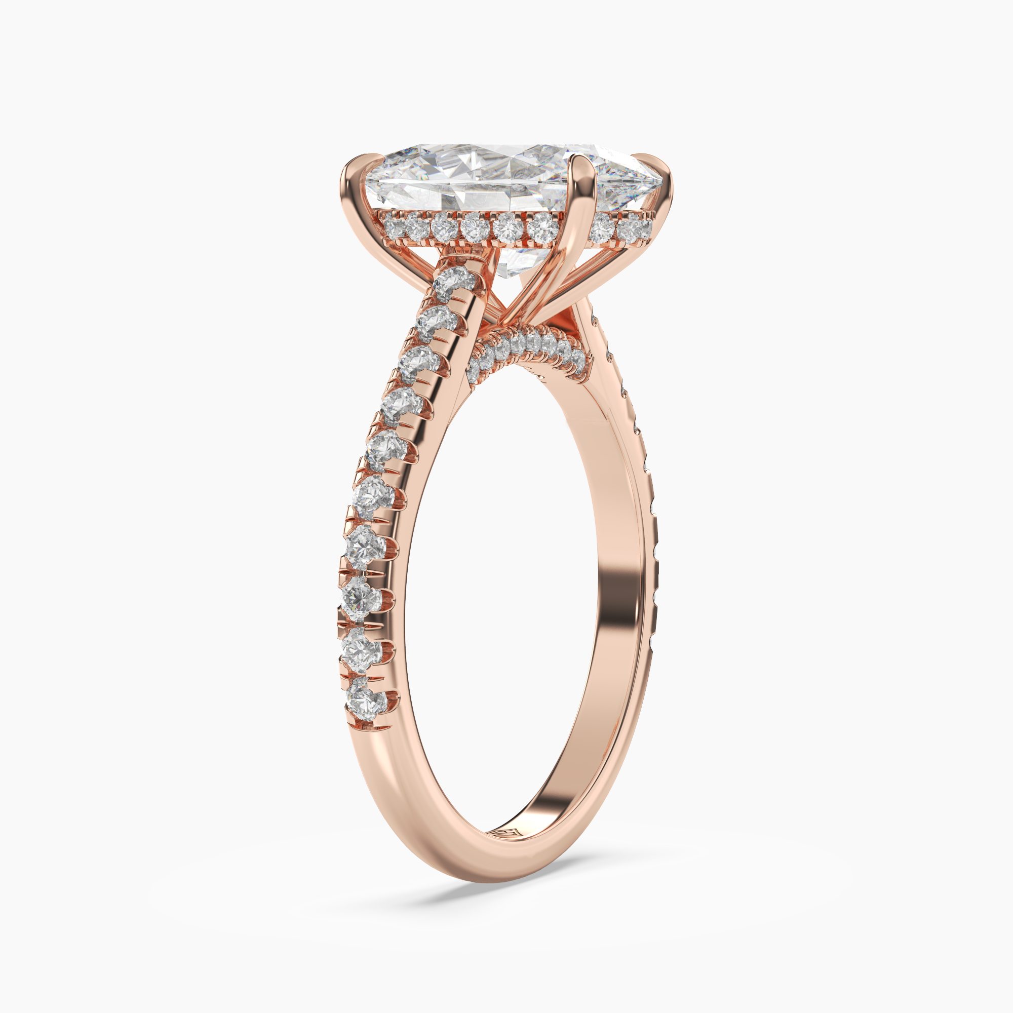 Lunaris Oval Hidden Halo 2 Carat Lab Grown Diamond Engagement Ring in 18K Yellow Gold