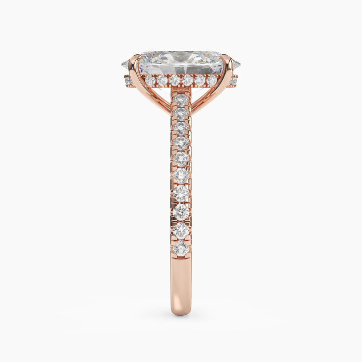 Lunaris Oval Hidden Halo 3 Carat Lab Grown Diamond Engagement Ring in 14K White Gold