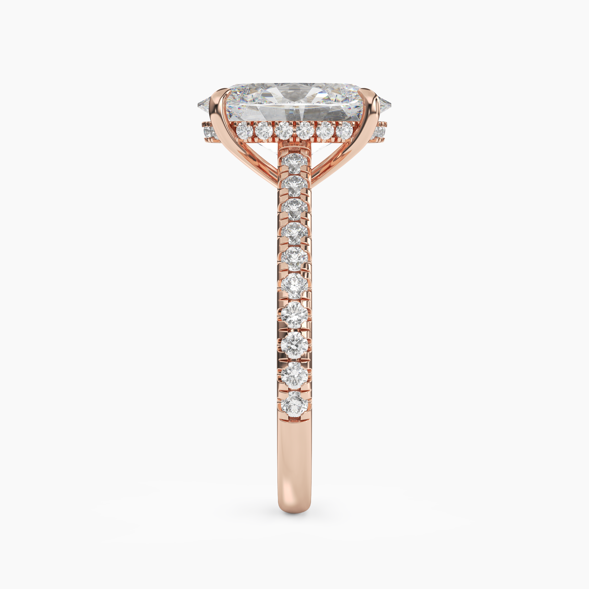 Lunaris Oval Hidden Halo 1.5 Carat Lab Grown Diamond Engagement Ring in 18K Rose Gold