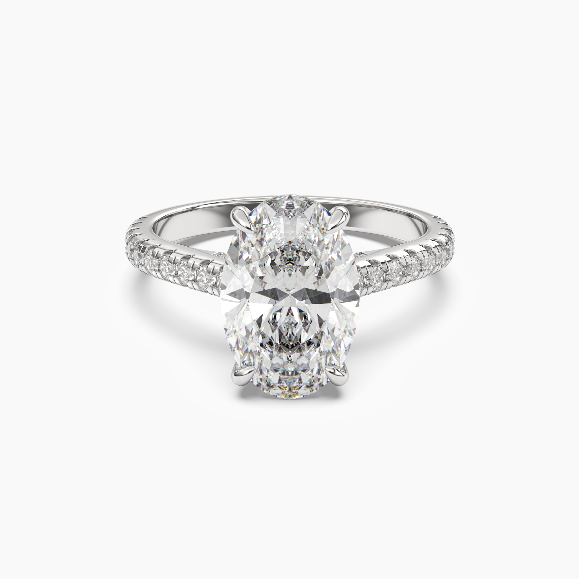 Lunaris Oval Hidden Halo Diamond Ring Setting in 14K Rose Gold