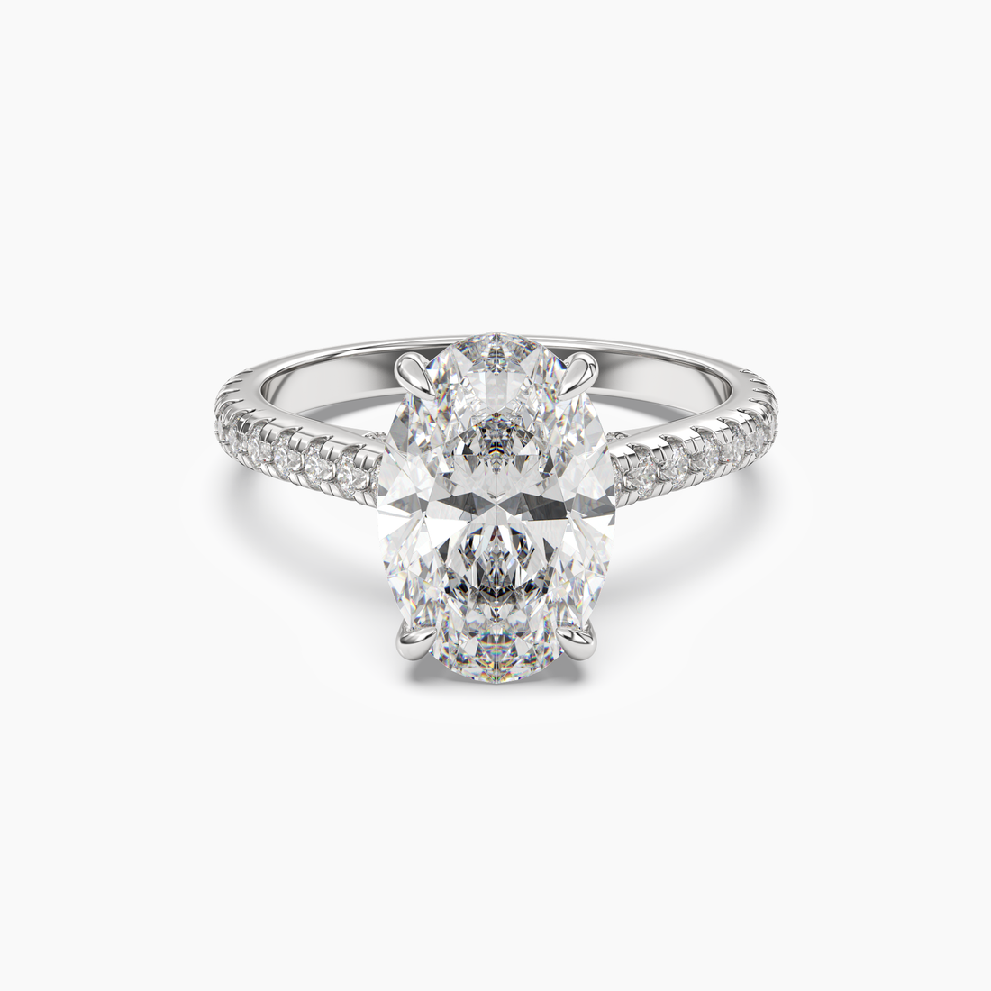 Lunaris Oval Hidden Halo 1.5 Carat Lab Grown Diamond Engagement Ring in 18K White Gold