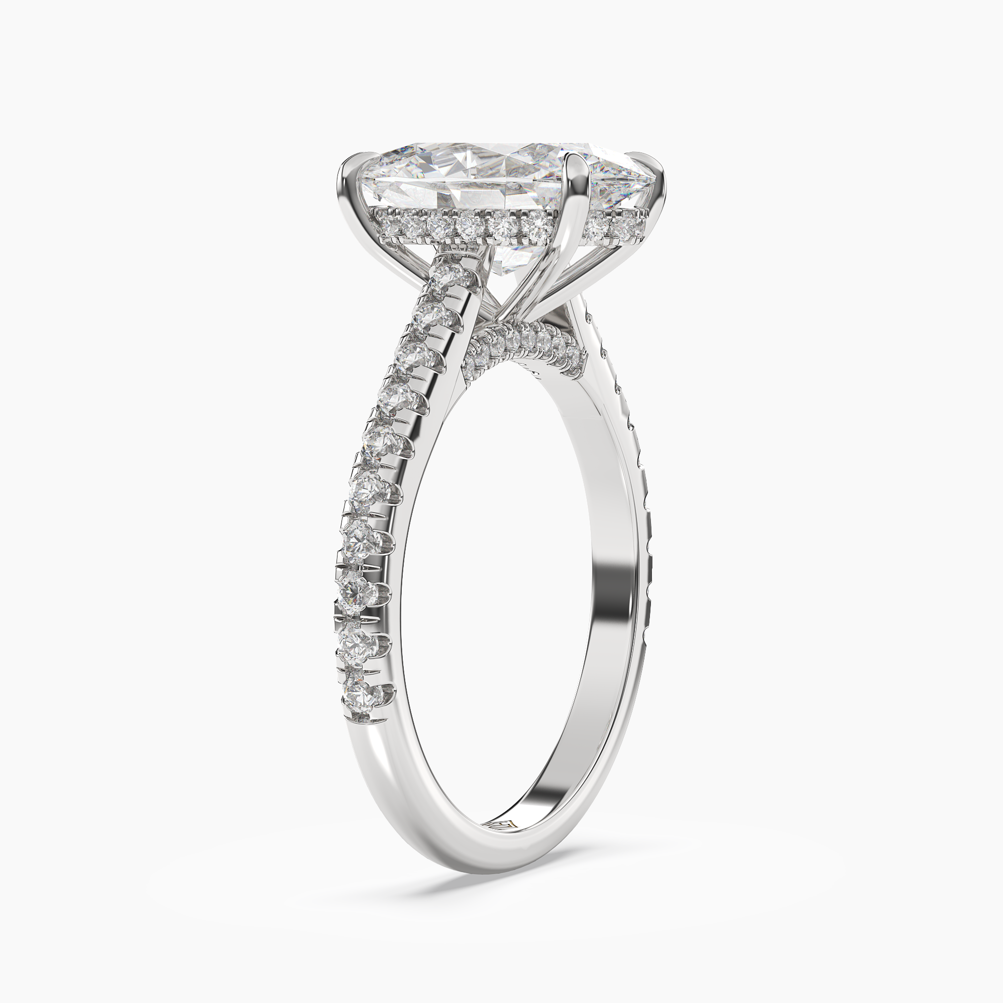Lunaris Oval Hidden Halo 2.5 Carat Lab Grown Diamond Engagement Ring in 14K White Gold