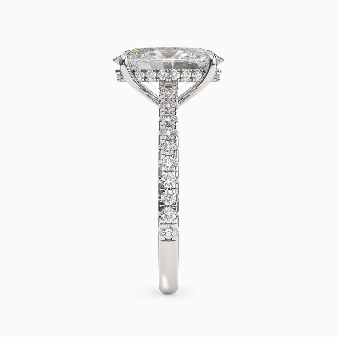 Lunaris Oval Hidden Halo 3 Carat Lab Grown Diamond Engagement Ring in 14K Yellow Gold