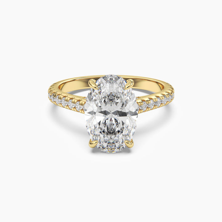 Lunaris Oval Hidden Halo 2 Carat Lab Grown Diamond Engagement Ring in 14K Yellow Gold