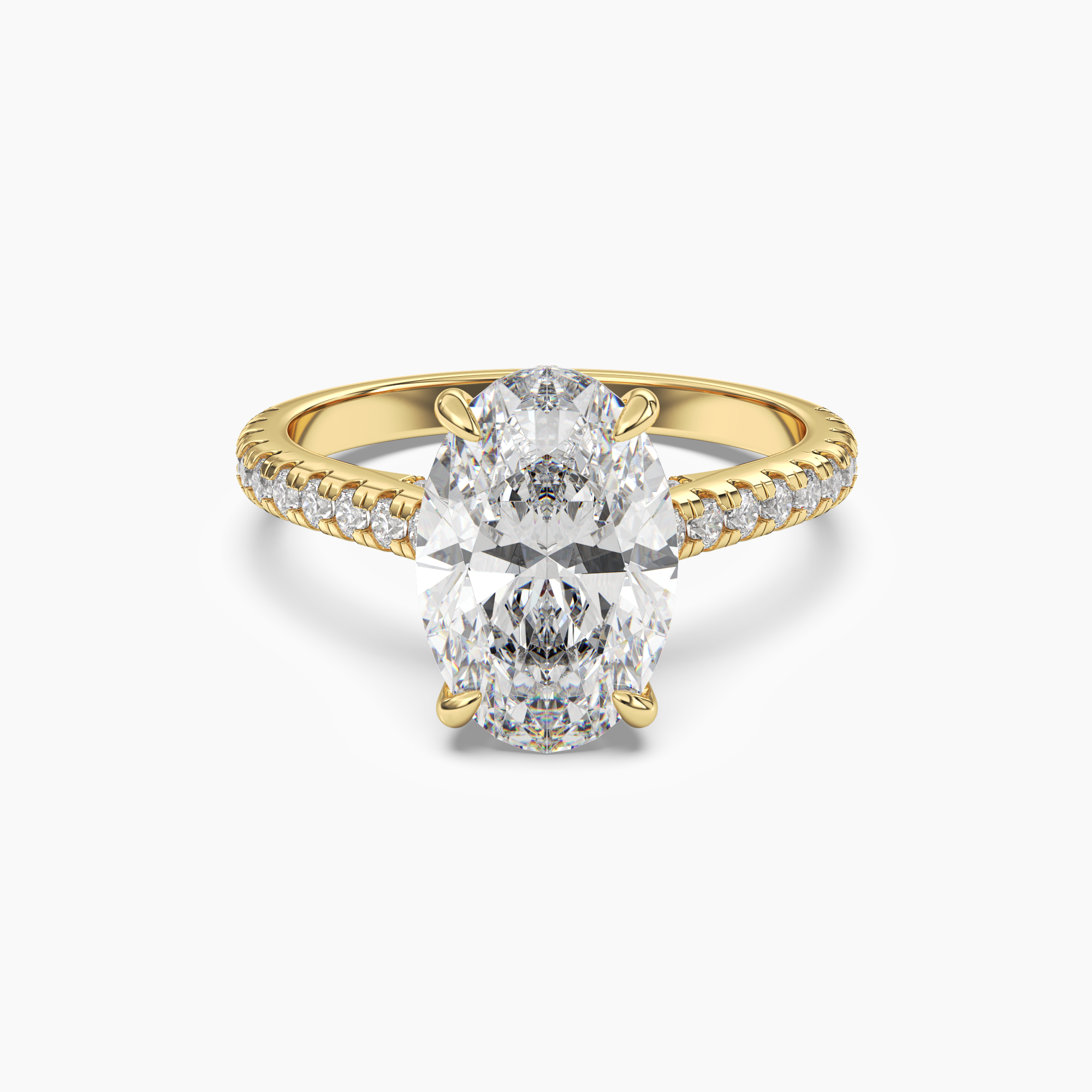 Lunaris Oval Hidden Halo Diamond Ring Setting in 18K White Gold