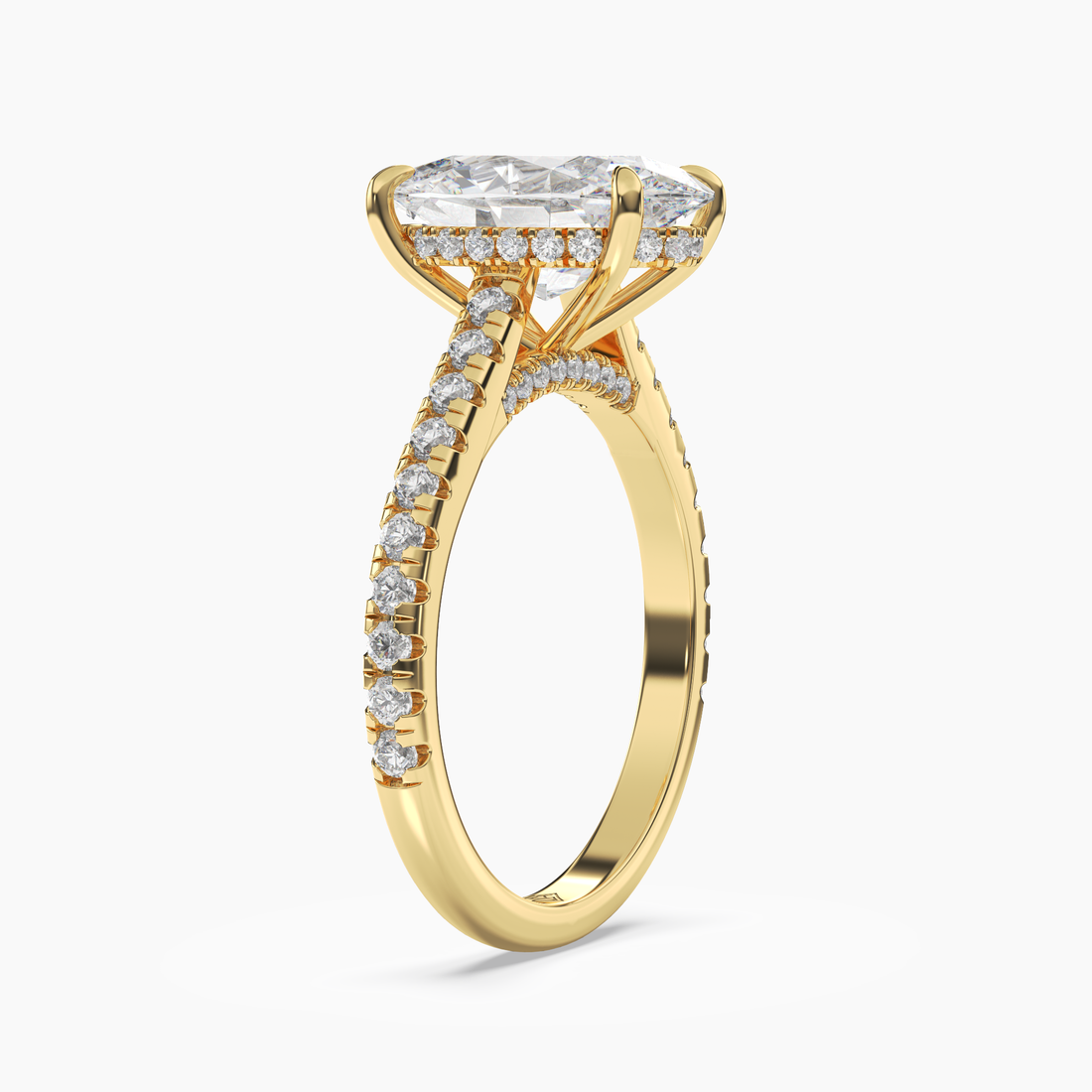 Lunaris Oval Hidden Halo Diamond Ring Setting in 18K Rose Gold